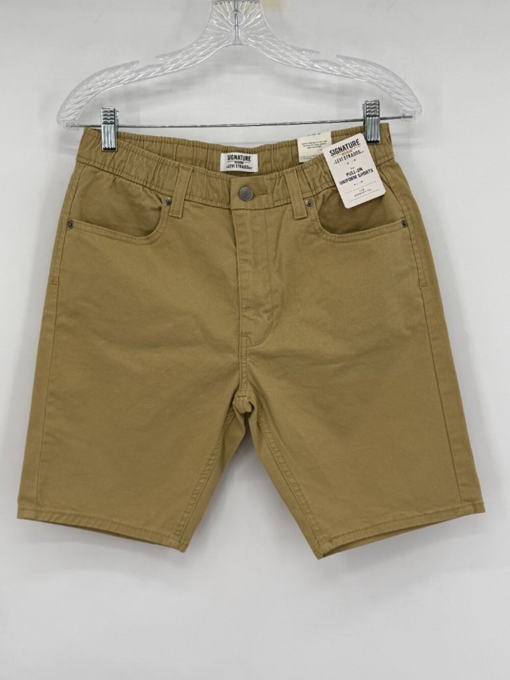 NWT Signature Gold by Levi Strauss Boys Gold/Khaki Uniform Shorts XL 14-16